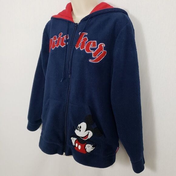 Mickey Mouse Zip Up Jacket Missy Med Blue Fleece - Picture 4 of 7